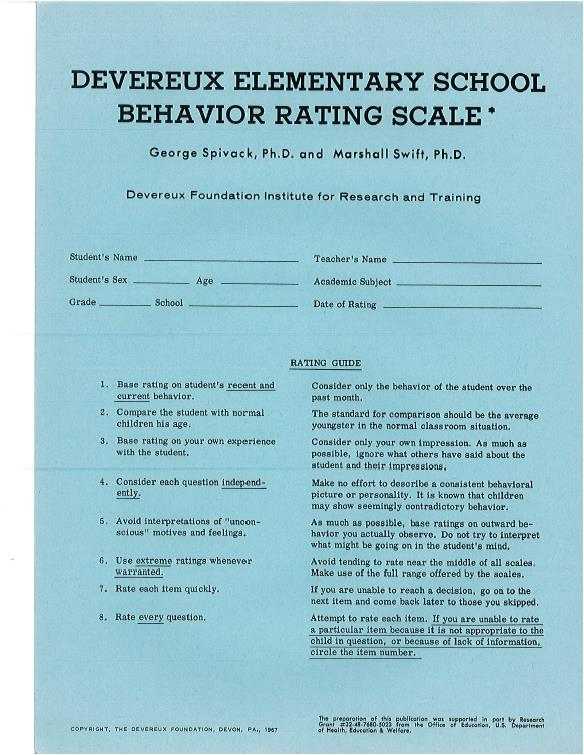 Devereux Elementary School Behavior Rating Scale